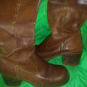 Vintage tall leather congnac boots